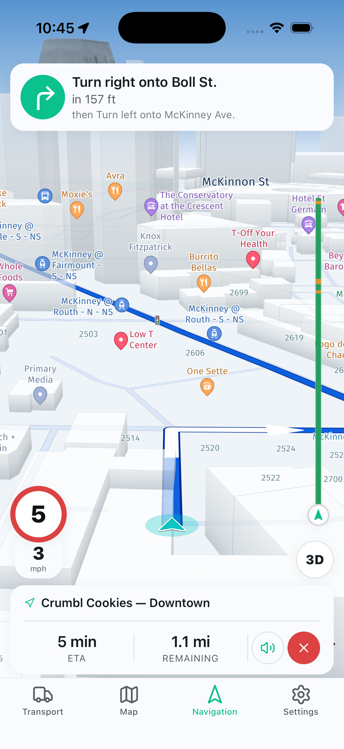 Turn-by-turn navigation to the next delivery stop