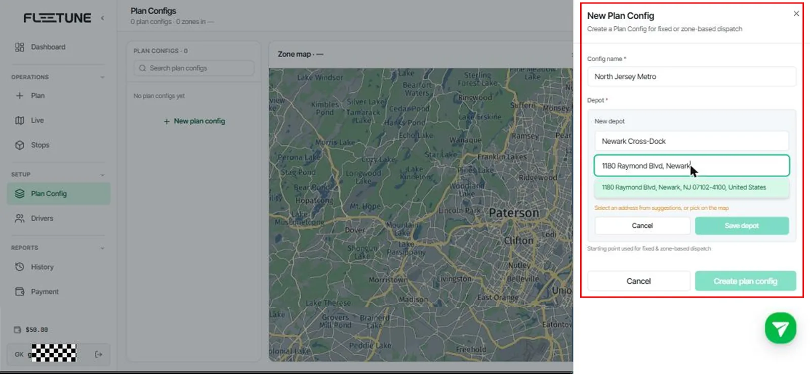 Create a Plan Config and Set Your Depot — screenshot 1